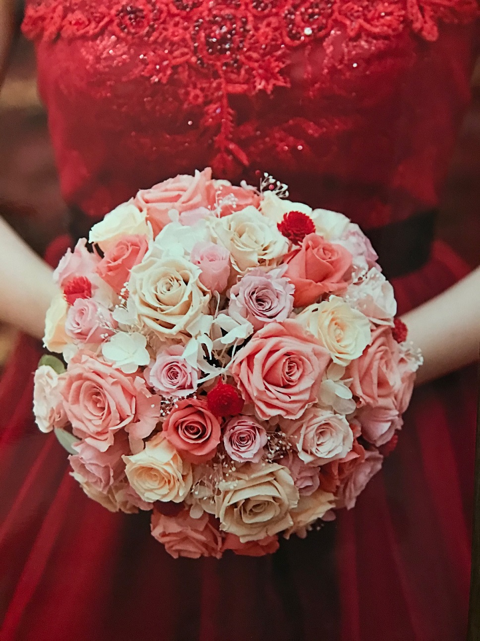 Preserved Bouquet with red dress